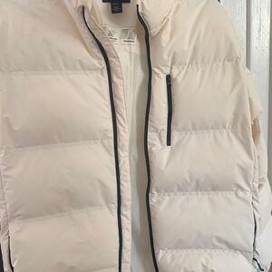 H&M Cream Zip-Up Puffer Sweater